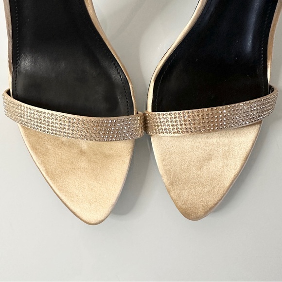 Marc Fisher Camille Gold Rhinestone Ankle Wrap Stiletto Heels 8 Holiday - Picture 5 of 12